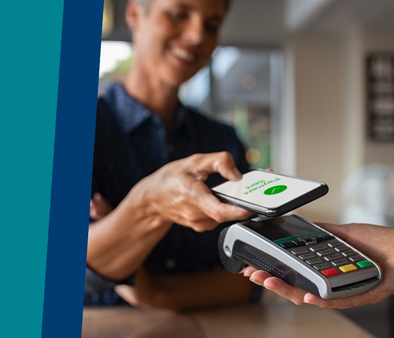 Tap phone to pay at retailer.